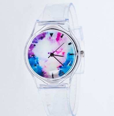 플라스틱 스포츠 시계 투명 스트랩 40mm 다이얼 ODM 가능