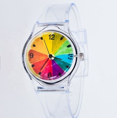 플라스틱 스포츠 시계 투명 스트랩 40mm 다이얼 ODM 가능