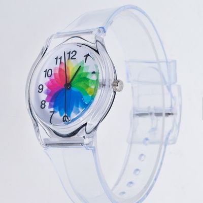 플라스틱 스포츠 시계 투명 스트랩 40mm 다이얼 ODM 가능