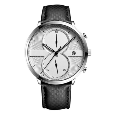 가죽 스트랩 합금 쿼츠 손목 시계 43mm 직경 미니멀리스트 크로노그래프