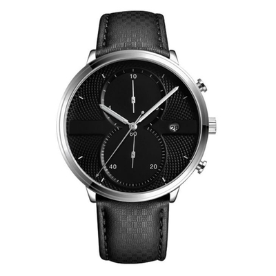 가죽 스트랩 합금 쿼츠 손목 시계 43mm 직경 미니멀리스트 크로노그래프